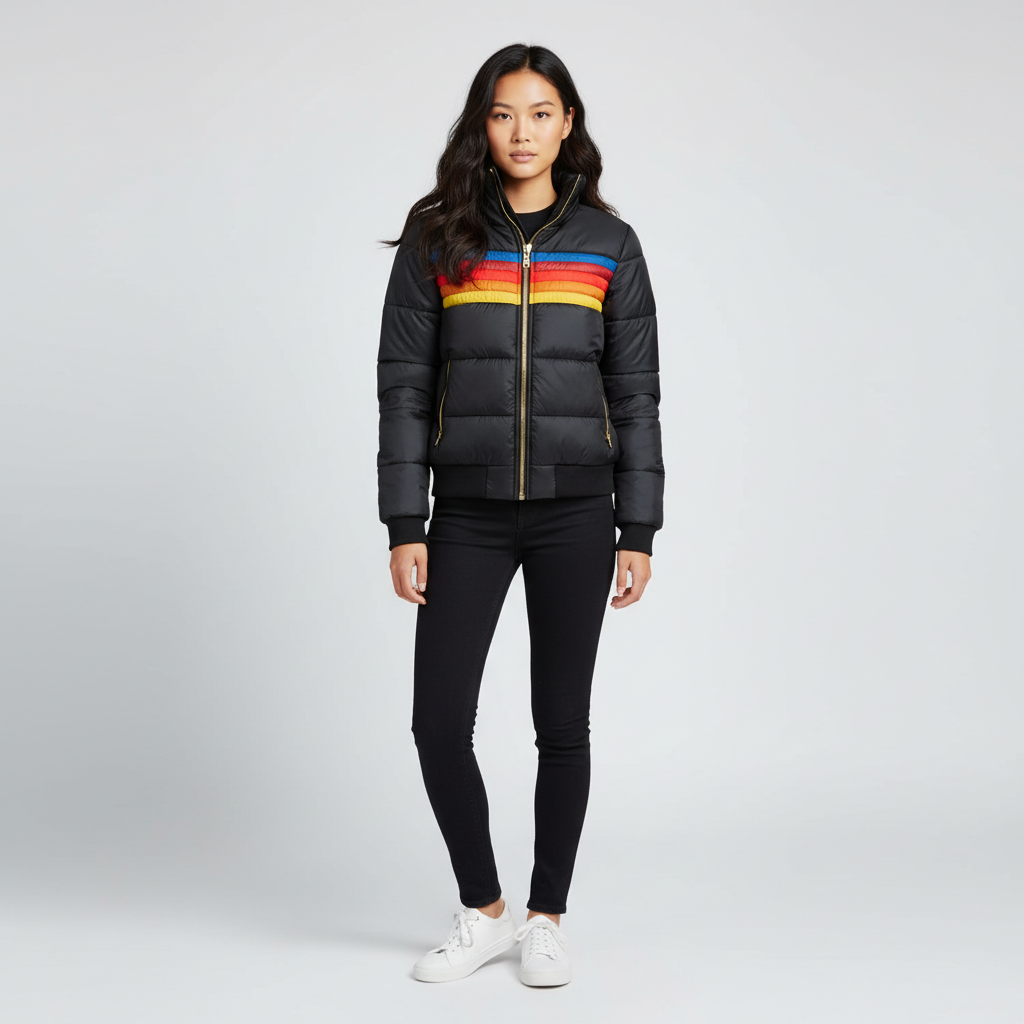 Retro Puffer Jack voor Dames – Warm Gewatteerd Winterjack in Vintage Stijl