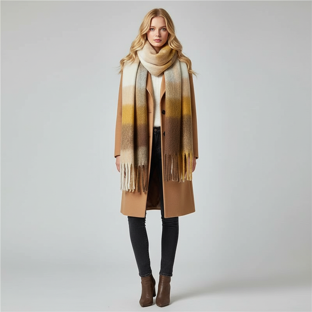 Zachte Plaid Sjaal voor Dames – Warme Geruite Winter Sjaal