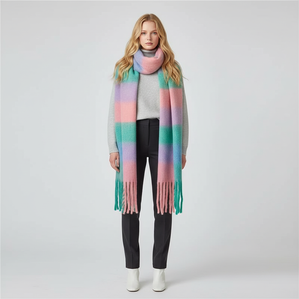 Zachte Plaid Sjaal voor Dames – Warme Geruite Winter Sjaal