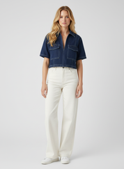 Denim Top voor Dames – Trendy Spijker Top in Stoere Casual Look