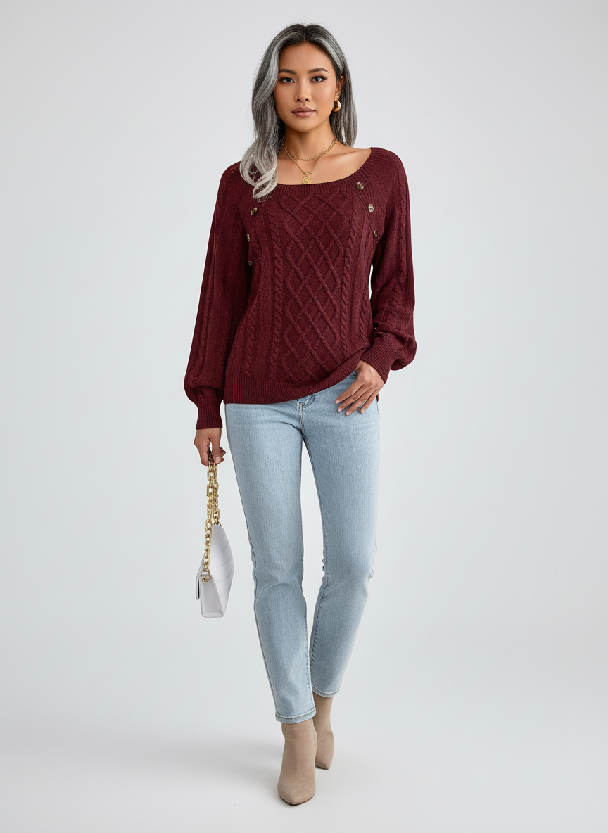 Kabelgebreide Trui voor Dames – Warme Knit Sweater