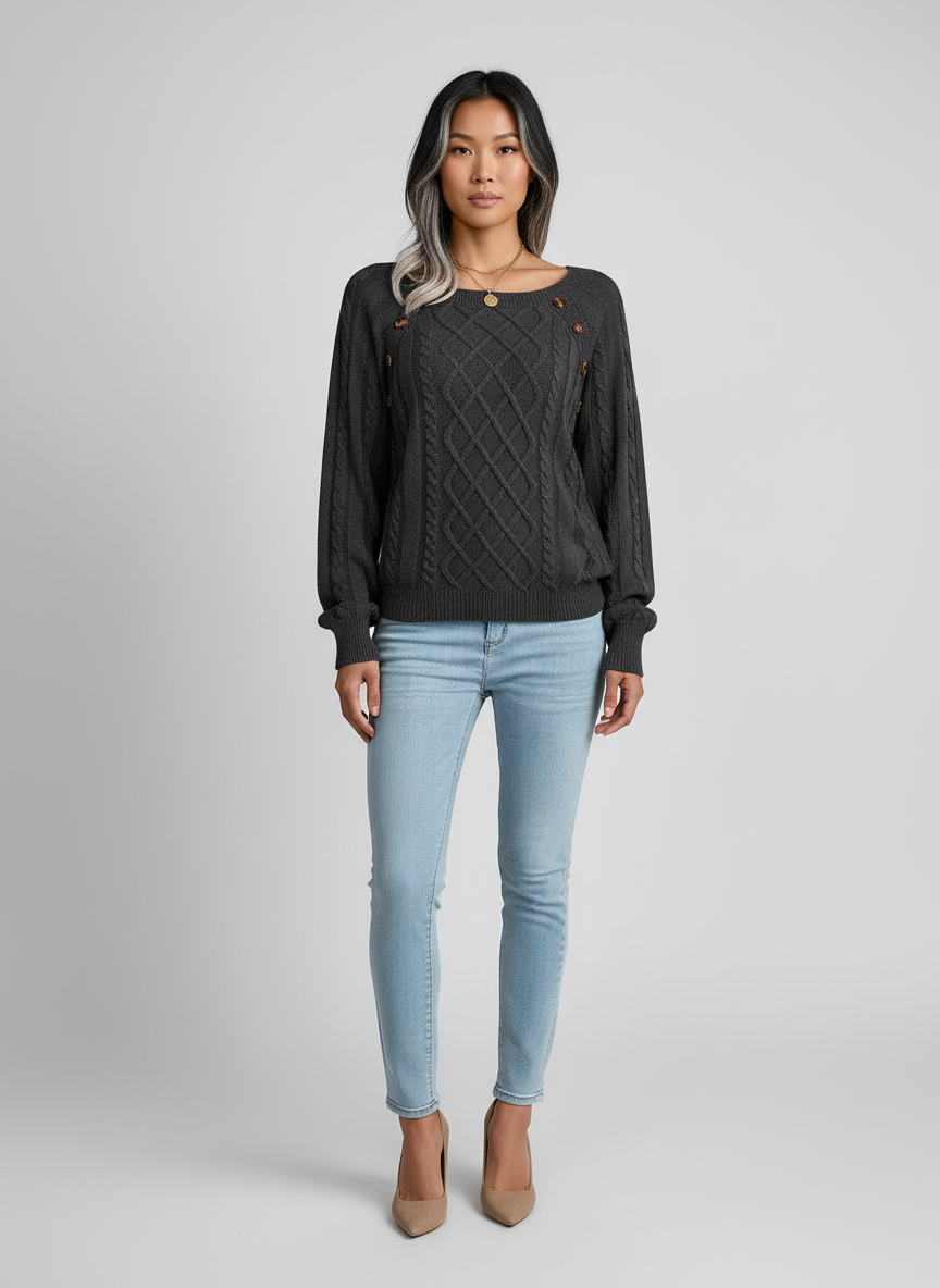 Kabelgebreide Trui voor Dames – Warme Knit Sweater