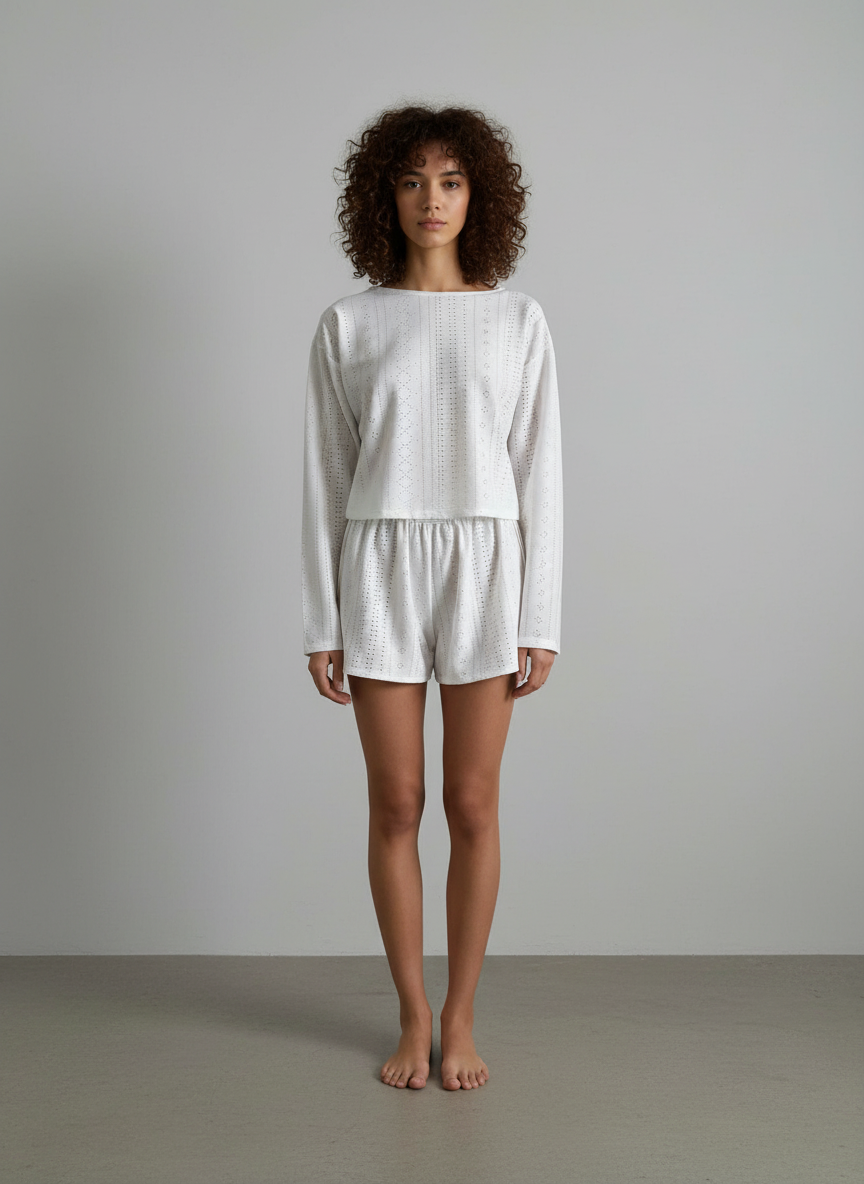 Dames Set met Ronde Hals Top & Shorts – Luchtige Twee-delige Outfit