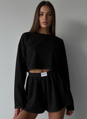 Dames Set met Ronde Hals Top & Shorts – Luchtige Twee-delige Outfit