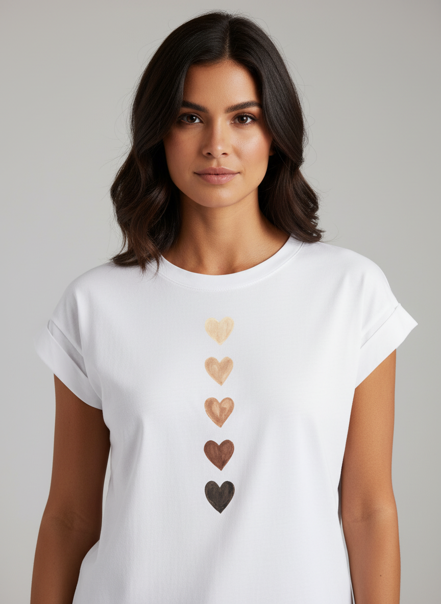 Crewneck Hart T-Shirt voor Dames – Comfortabel Casual Shirt met Hartprint