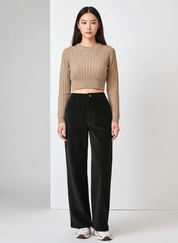 Wijde Corduroy Broek voor Dames – Zachte Ribfluwelen Wide Leg Pants met Comfort Fit