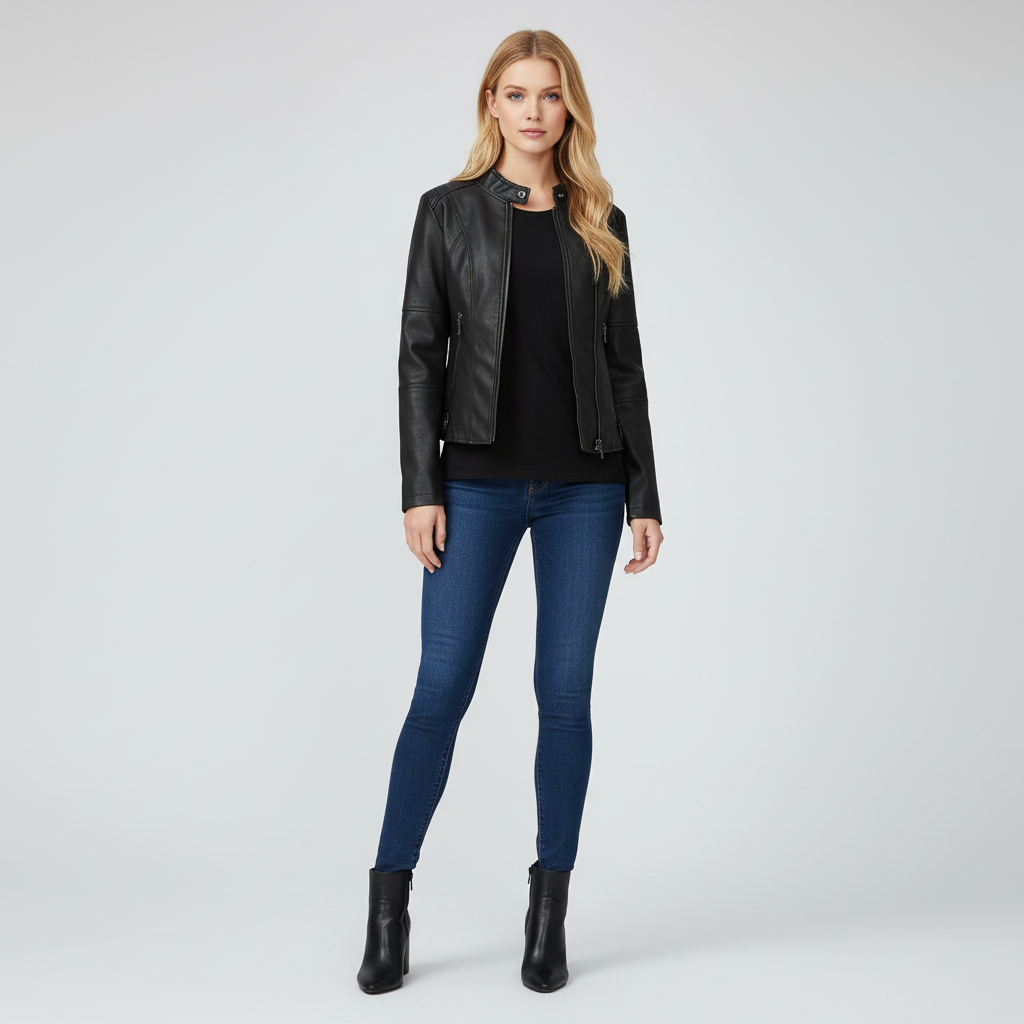 Zwarte Moto Jas voor Dames – Stoer Leren Jack in Biker Style