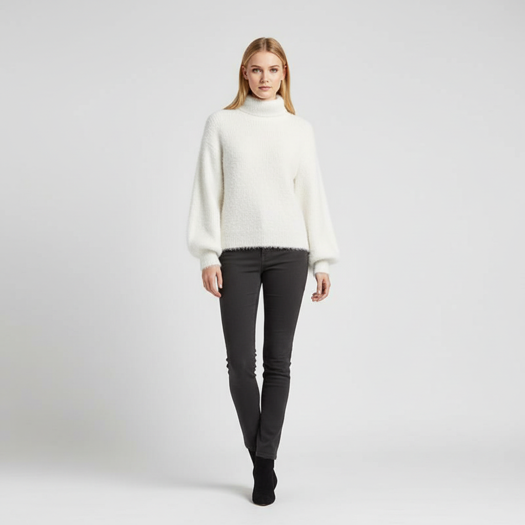 Fuzzy Trui voor Dames – Zachte Pluche Sweater met Cozy Winterlook