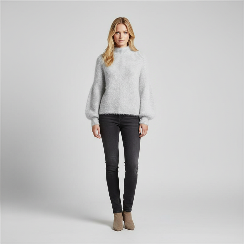 Fuzzy Trui voor Dames – Zachte Pluche Sweater met Cozy Winterlook