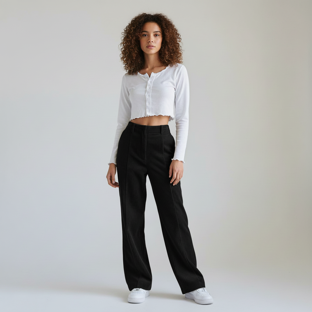 Corduroy Broek voor Dames – Zachte Geribde Ribfluwelen Pants met Comfortabele Pasvorm
