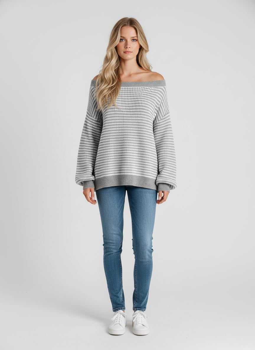 Gestreepte Off-Shoulder Top voor Dames – Trendy Schouderloze Top met Strepen