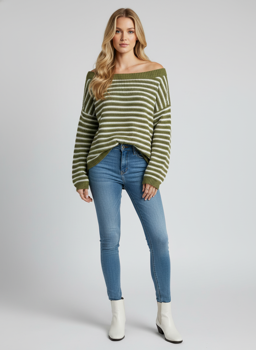 Dea Studios Gestreept Off-Shoulder Top