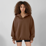 Oversized V-hals Hoodie voor Dames – Comfortabele Zachte Hoodie met Relaxte Fit