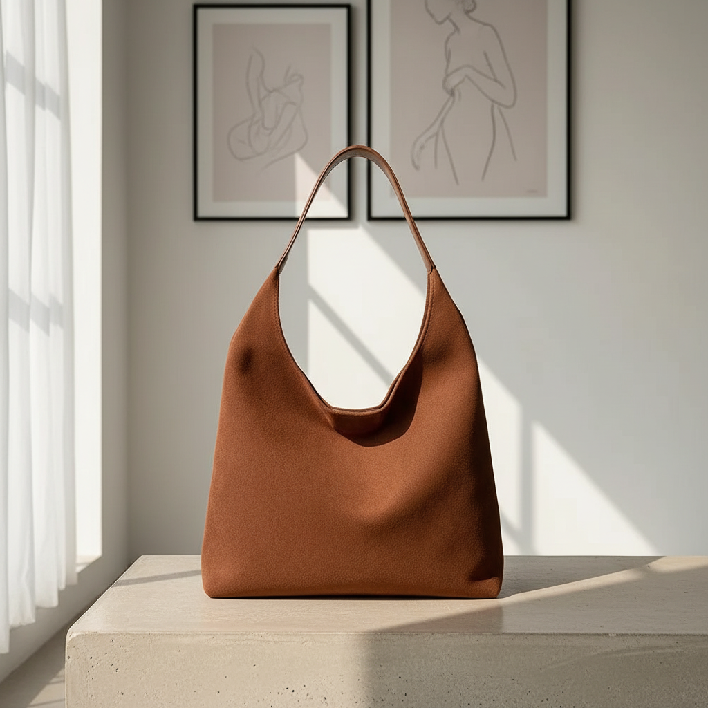 Zachte Hobo Tas voor Dames – Ruime Suede Schoudertas van Soepel Materiaal
