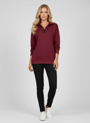 Sweatshirt met Rits voor Dames – Comfortabele Longsleeve Zip Pullover