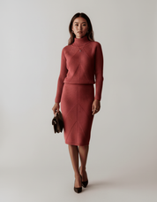 Gebreide Dames Set met Chevronpatroon – Zachte Knit Twee-Delige Outfit