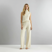 Gebreide 3-Delige Set voor Dames – Zachte Knit Loungewear Set met Vest, Top & Broek