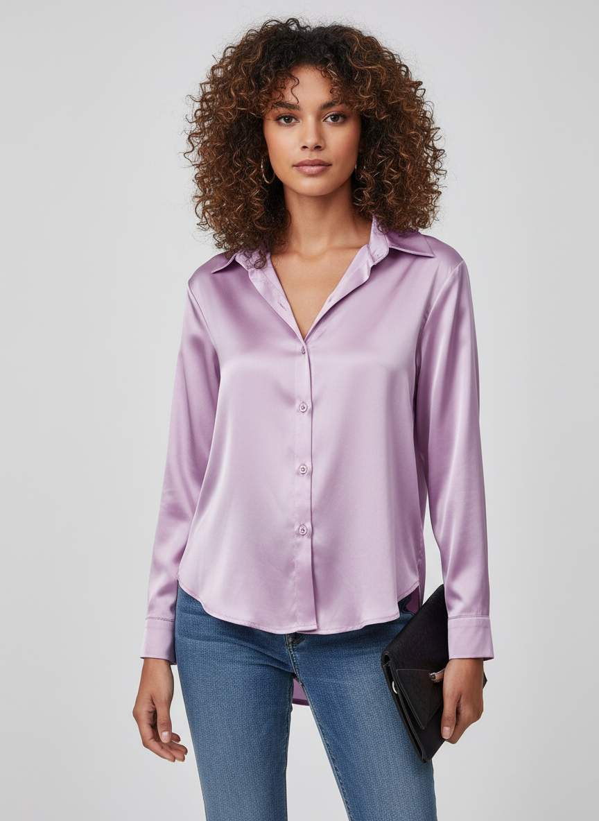 Elegante Damesblouse – Verfijnde Blouse met Knoopsluiting en Zachte Drapering