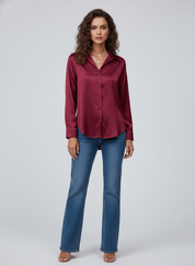 Elegante Damesblouse – Verfijnde Blouse met Knoopsluiting en Zachte Drapering