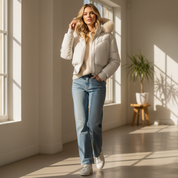 Cropped Puffer Jas voor Dames – Trendy Warme Kort Gewatteerde Winterjas