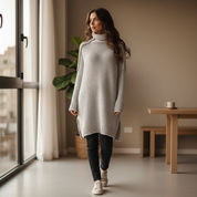 Oversized Gebreide Jurk voor Dames – Comfortabele Warme Knit Dress met Relaxte Pasvorm