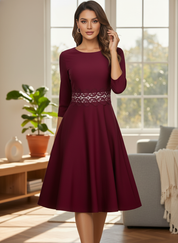 Midi Jurk met Kant voor Dames – Elegante Kantjurk voor Feest, Avond