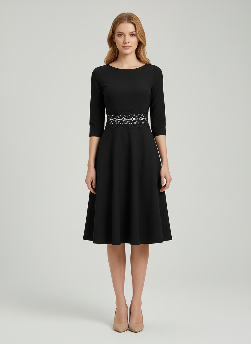 Midi Jurk met Kant voor Dames – Elegante Kantjurk voor Feest, Avond