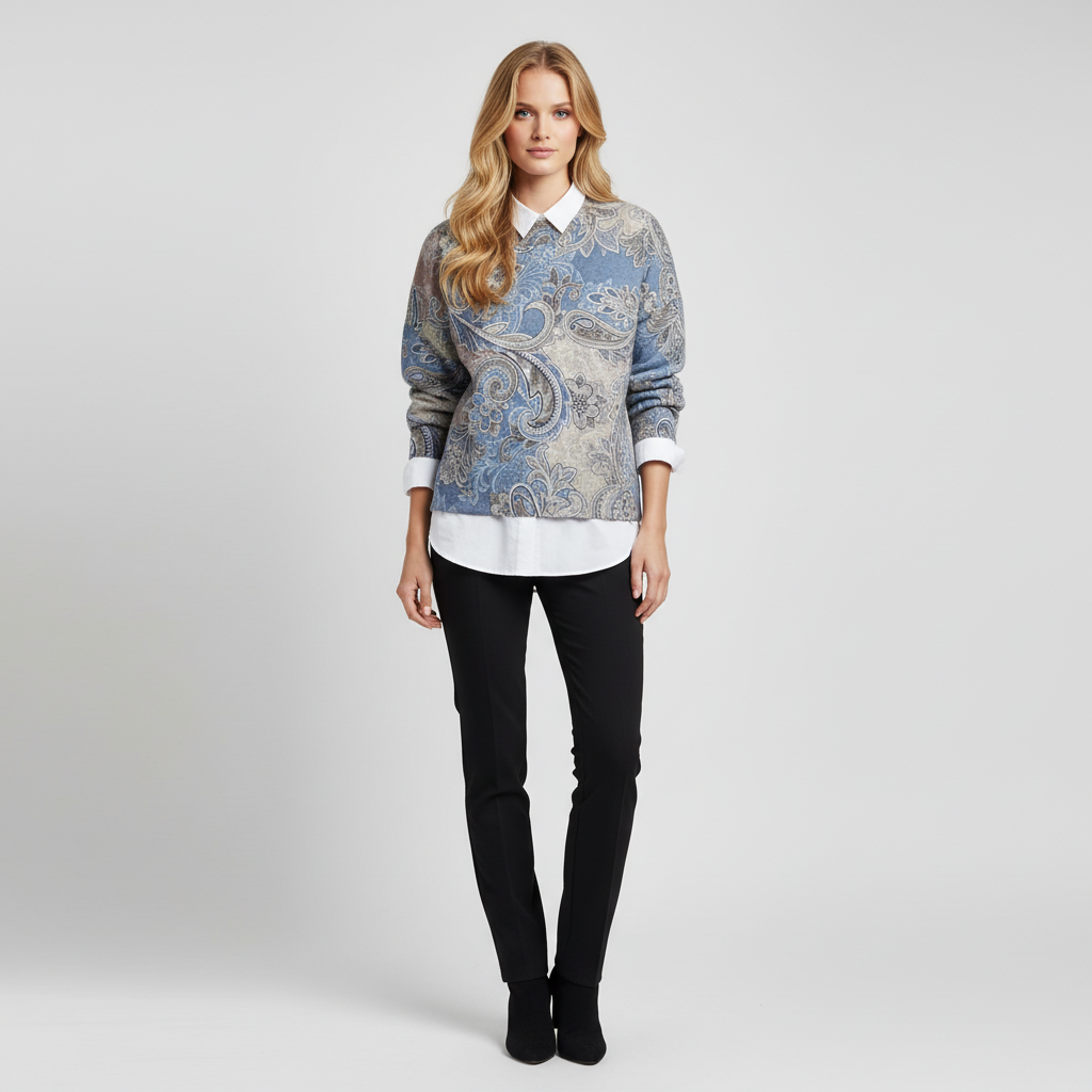 Dames Trui met Patroon – Warme Gebreide Sweater met Stijlvolle Print voor Comfort & Elegantie