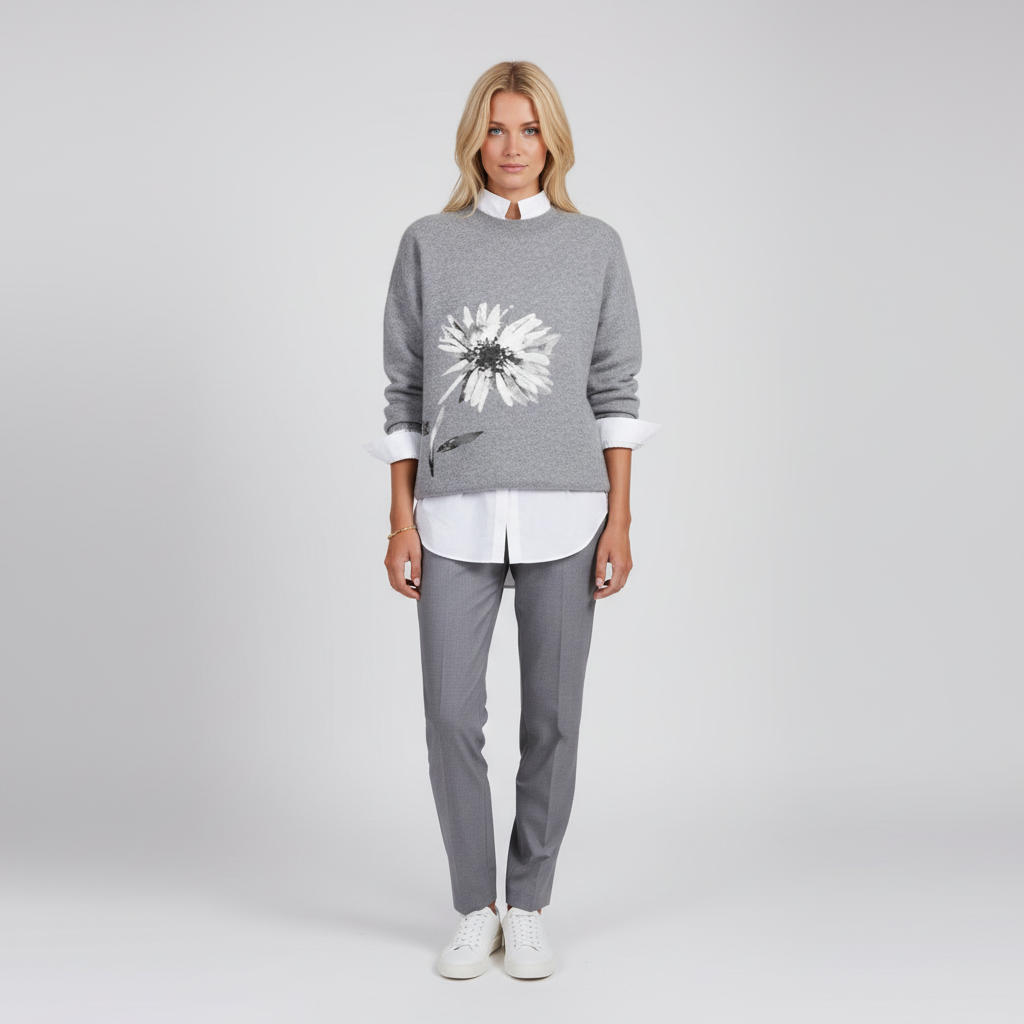 Dames Trui met Patroon – Warme Gebreide Sweater met Stijlvolle Print voor Comfort & Elegantie