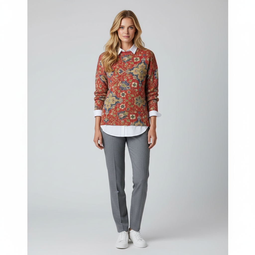 Dames Trui met Patroon – Warme Gebreide Sweater met Stijlvolle Print voor Comfort & Elegantie