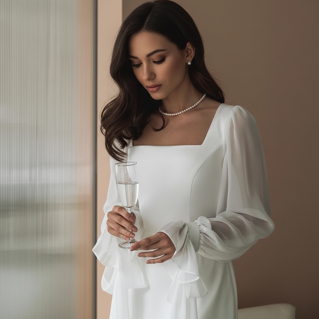 Elegante Midi Jurk voor Dames – Stijlvolle Getailleerde Jurk voor Feest