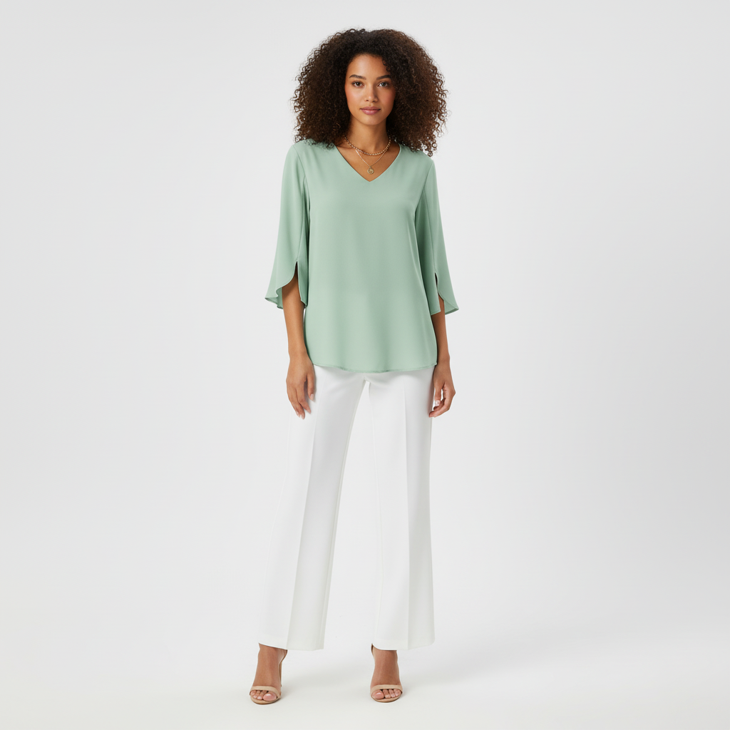 Split Bell Sleeve Top voor Dames – Elegante Top voor Een Stijlvolle Look