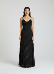 Maxi Jurk met Ruches – Elegante Jurk met Spaghetti Bandjes en Verstelbare Pasvorm