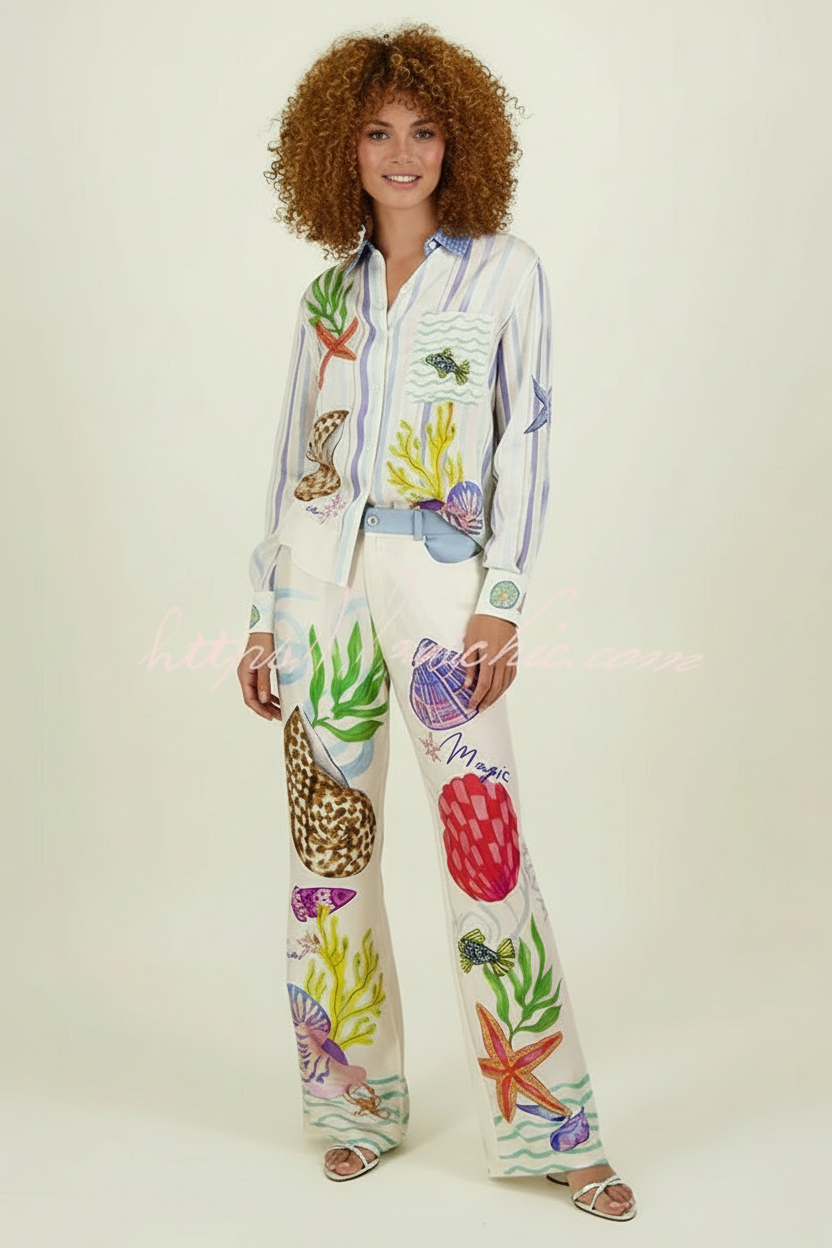 Marine Print Set – Modieuze Two-Piece Set met Maritieme Print