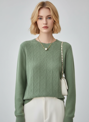 Dames Merinowol Trui met Argyle Patroon