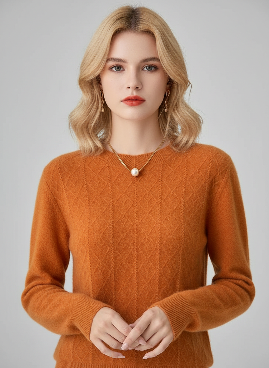 Dames Merinowol Trui met Argyle Patroon