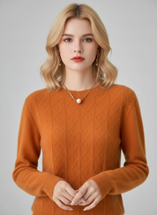 Dames Merinowol Trui met Argyle Patroon