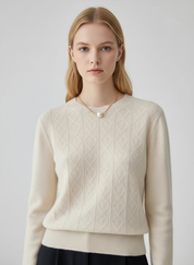 Dames Merinowol Trui met Argyle Patroon