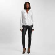 Dames Lichte Stof Blouse met Gedetailleerde Ruches