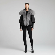 Dames Dons/Veren Puffer Jas met Faux Fur Kraag