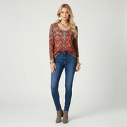 Dames Lange Mouwen Top met Etnische Print