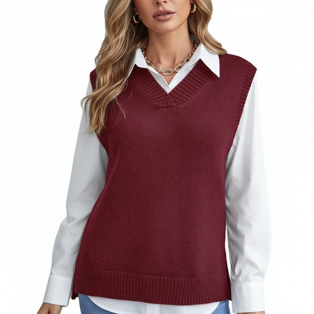 Dames Gebreid Mouwloos Vest met Fijne Textuur