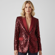 Dames Pailletten Blazer met Tuxedo Revers