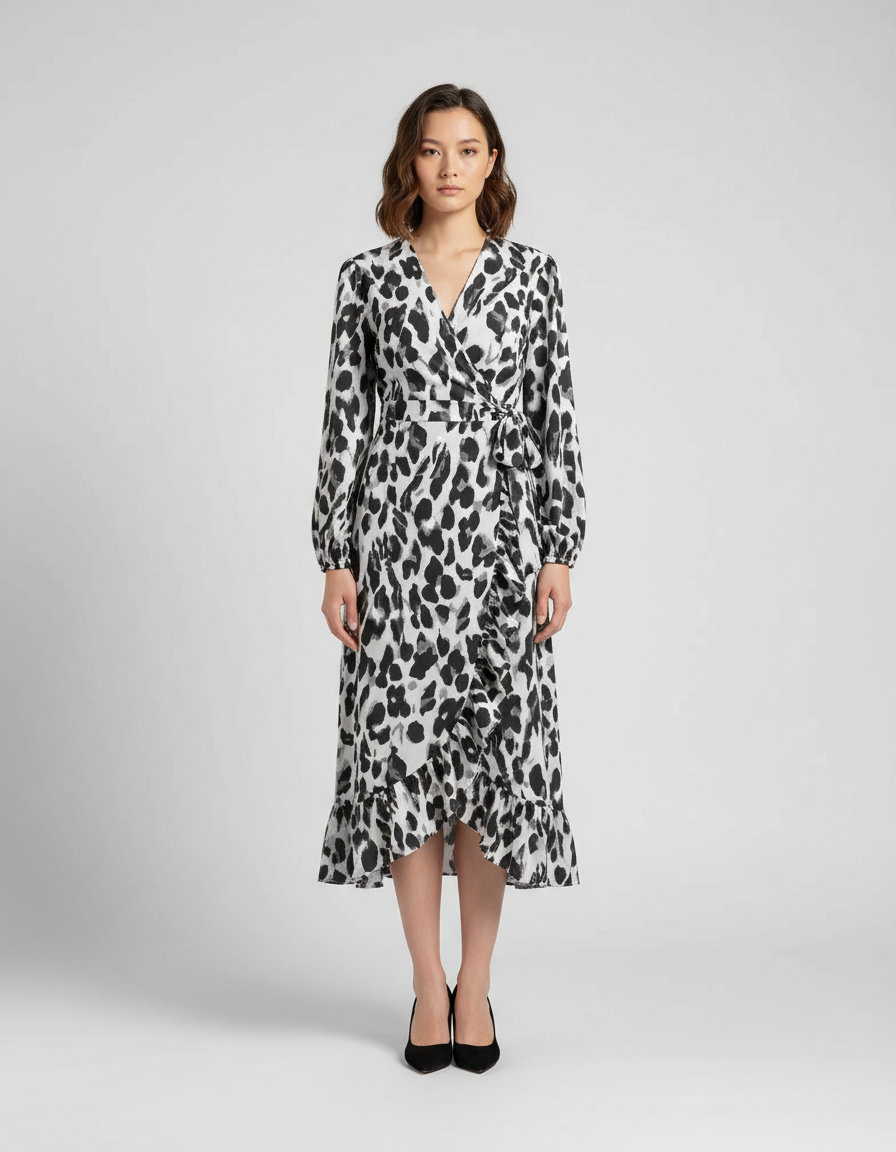 Dames Viscose Jurk met Opvallende Luipaard Print