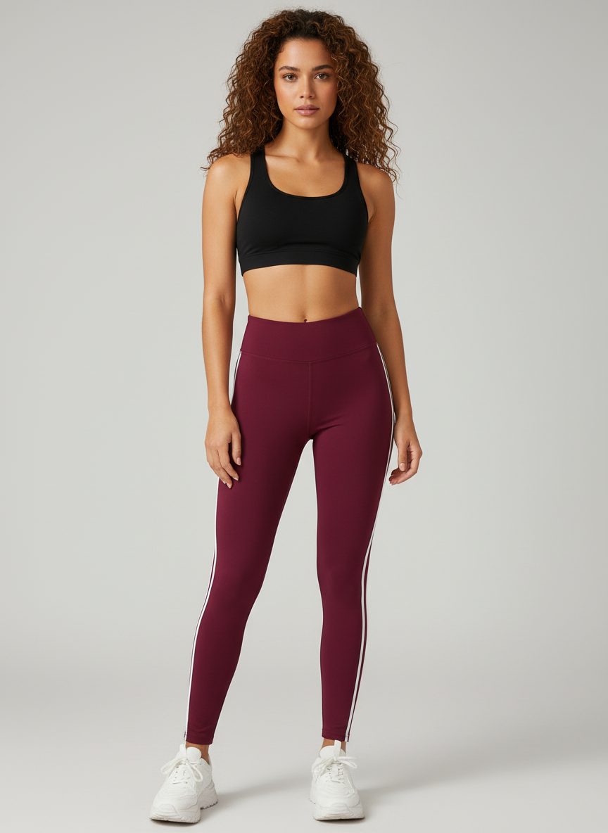 Dames Sportlegging met Strepen – High-Waist Fitnesslegging