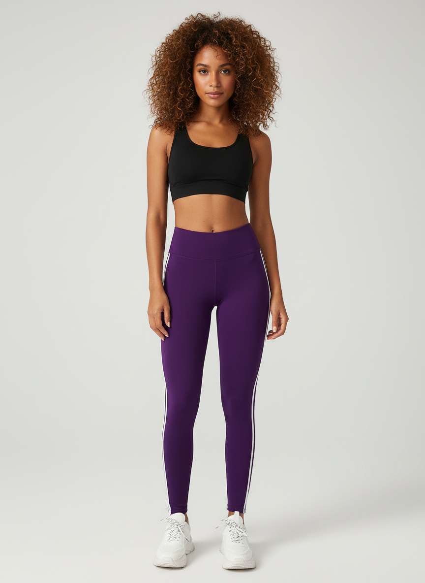 Dames Sportlegging met Strepen – High-Waist Fitnesslegging