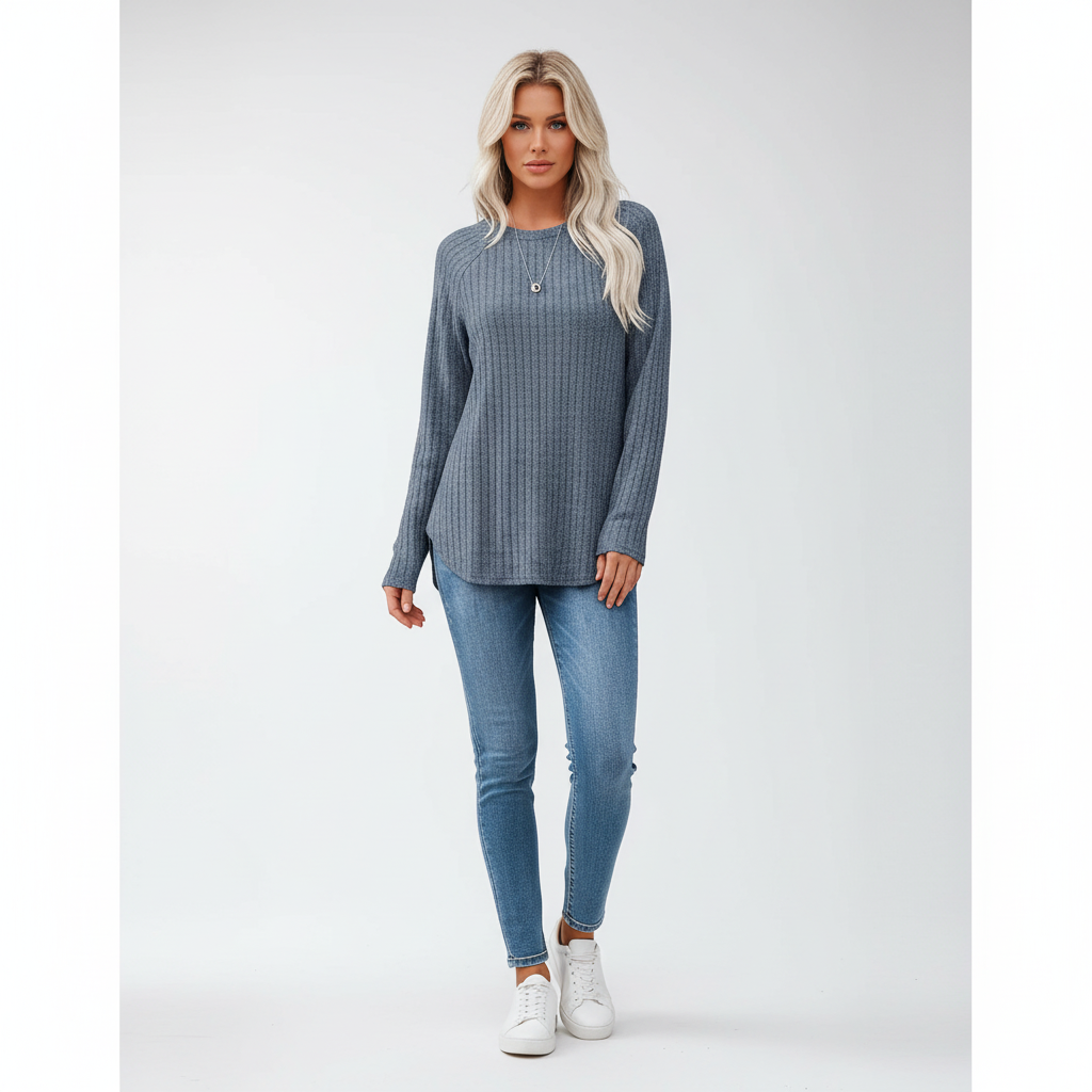 Gebreide Top met Lange Mouwen voor Dames – Zachte Comfortabele Knit