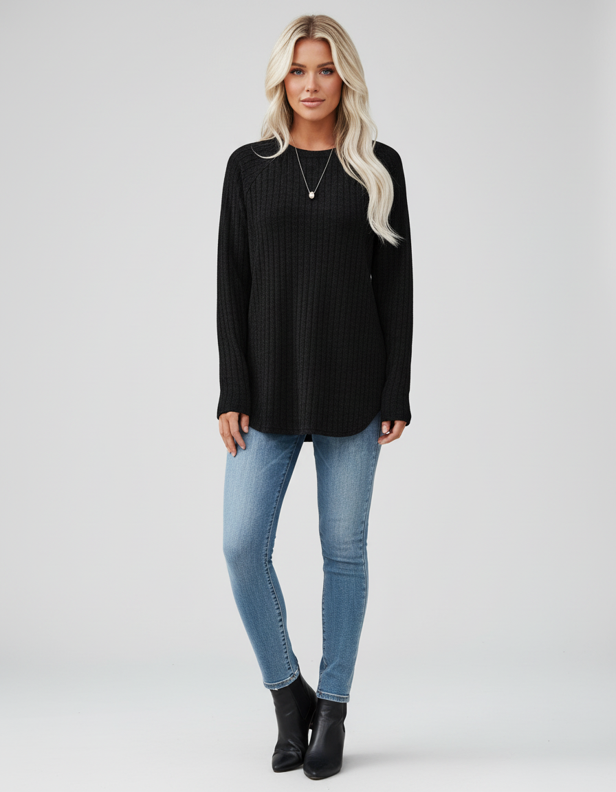 Gebreide Top met Lange Mouwen voor Dames – Zachte Comfortabele Knit