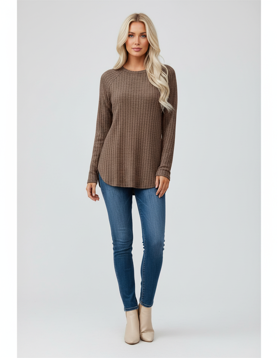 Gebreide Top met Lange Mouwen voor Dames – Zachte Comfortabele Knit