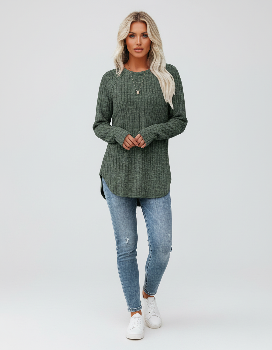 Gebreide Top met Lange Mouwen voor Dames – Zachte Comfortabele Knit
